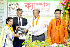 Education Secretary, Md. Sohrab Hossain is giving Certificates to the trainees of the Apprenticeship Program as Chief Guest; Secretary-General of Campus Social Development Center, Dr. M Helal is presiding over. (2017)
